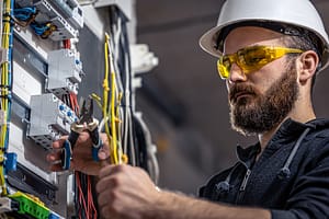 electrician working on panel in simi valley